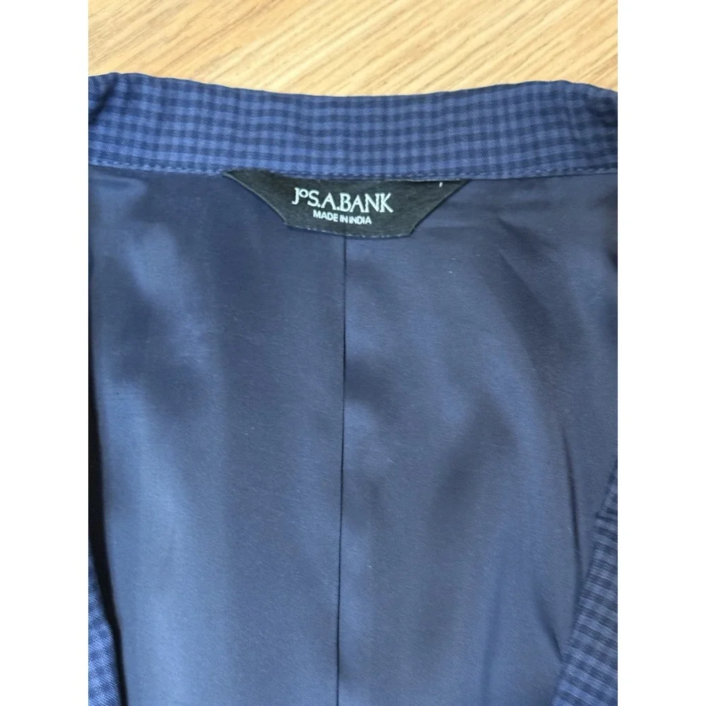 Joseph A Bank Sport Coat Men's 48S Blue Black Check Plaid 2 Button Blazer Jacket